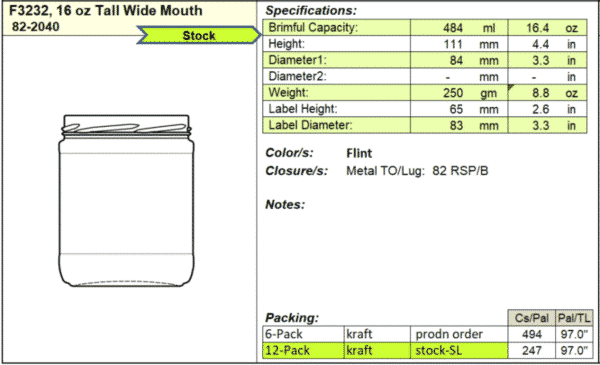 16 oz Squat Wide Mouth 82-2040 - Image 2