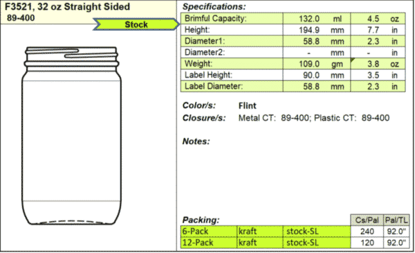 32 oz Straight Sided 89-400 - Image 2